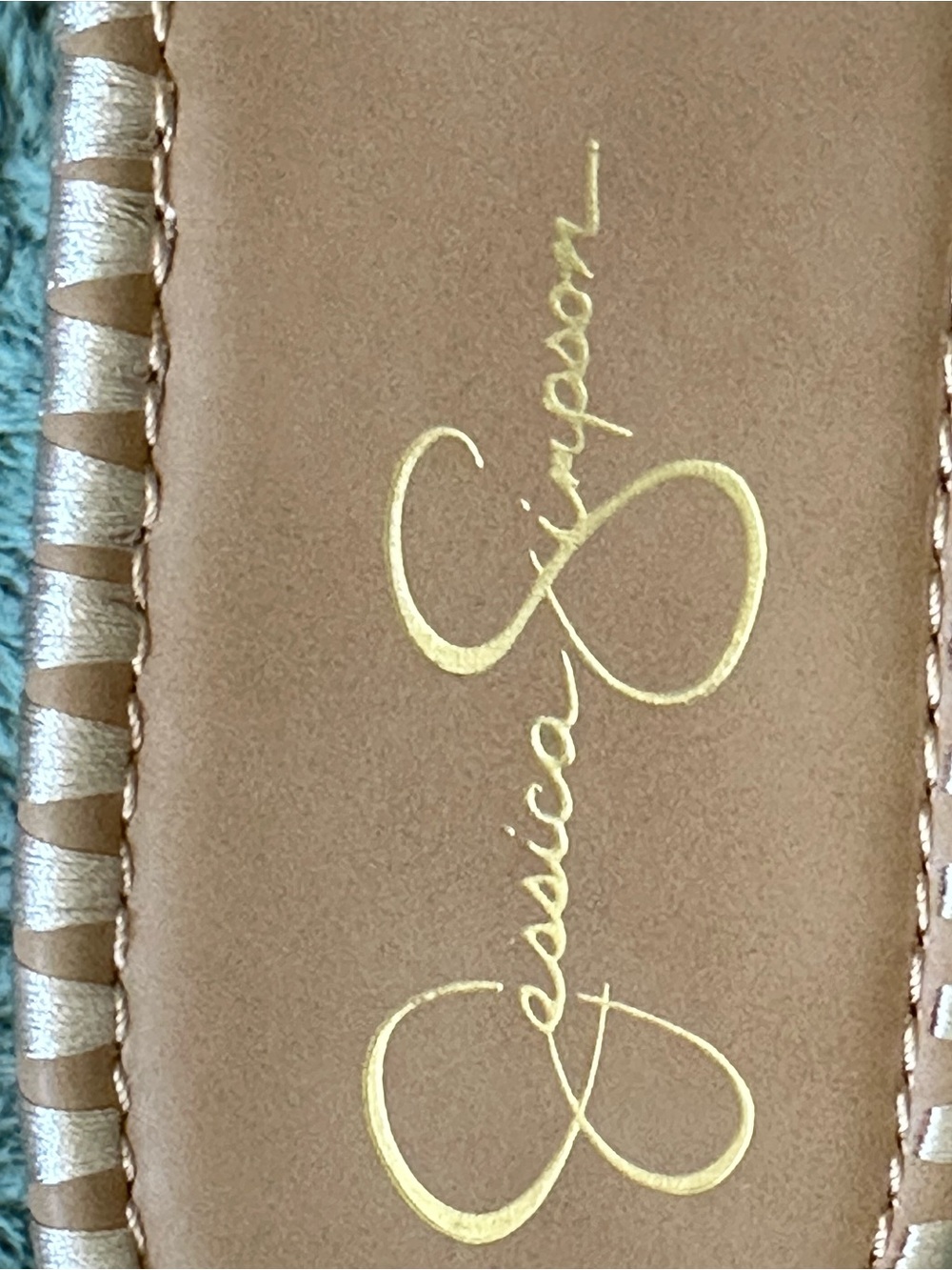Jessica Simpson Tri Gold Rhinestone Slide Sandals - Picture 3 of 3